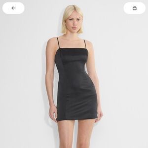 Aritzia Ten Black Shimmer Satin Mini Dress